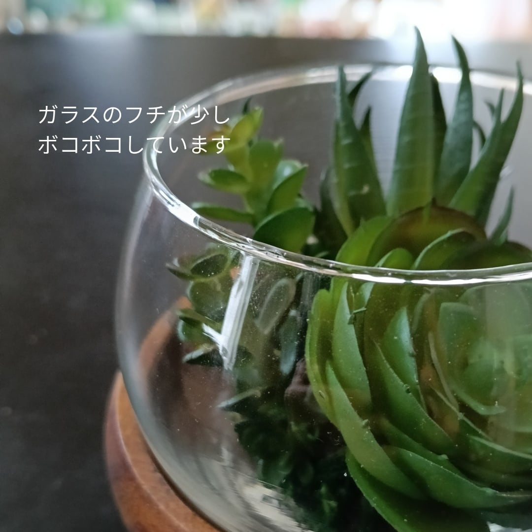 アウトレット品】ガラスに入ったフェイク多肉寄せ植え インテリア