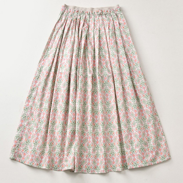 花柄ウエストプリーツロングスカート　M0295
