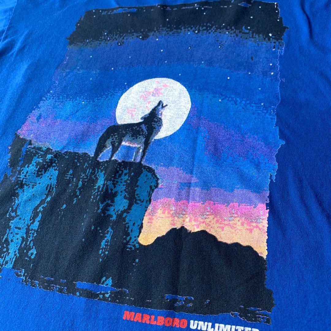 Marlboro vintage tee マルボロ コヨーテ Tシャツ ブルー 90's marlbolo コヨーテ 青 マルボロ Tシャツ | usedselect JA
