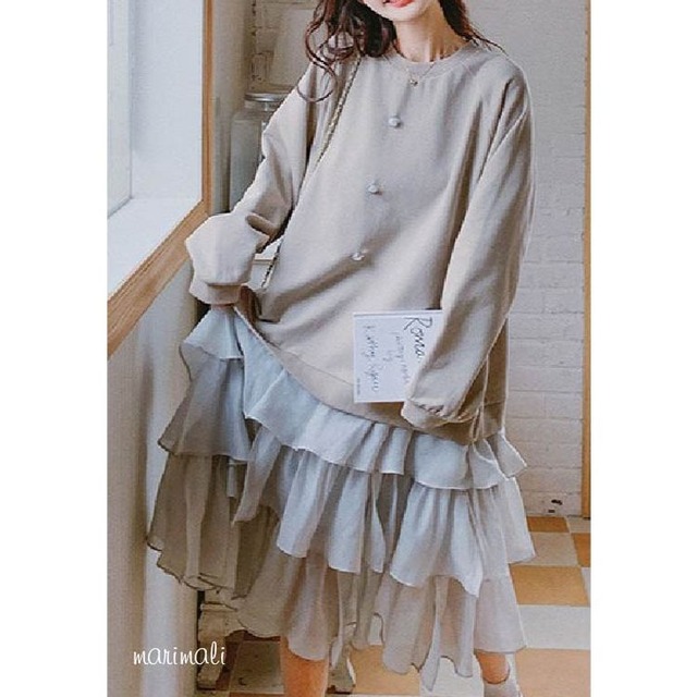 ドッキング ティアード フリル ワンピース 25066