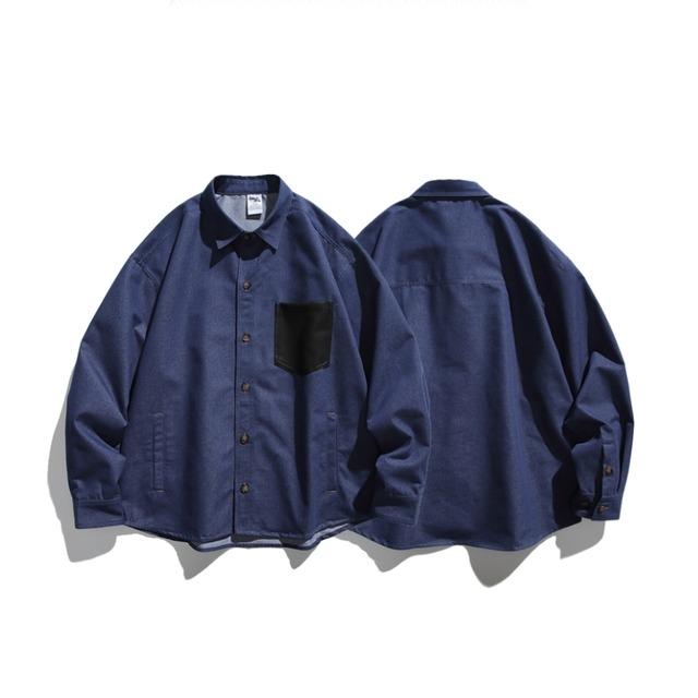 Two-Tone Pocket Oversized Shirt [2293]