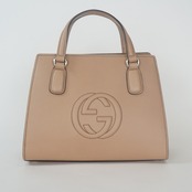 Gucci グッチ ソーホー レザー ２way ハンドバッグ ベージュ 607722 G刻印あり