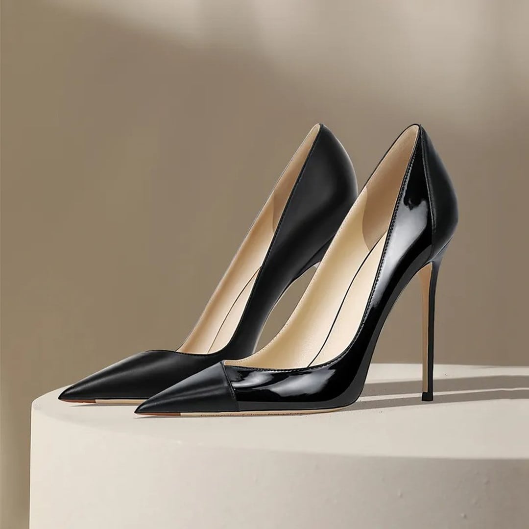 Pointed Toe Block Pin Heel Pumps(2color) V2151