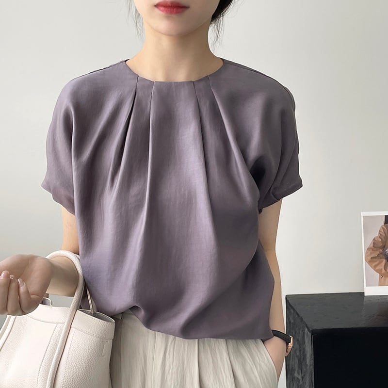 collar sleeve tuck blouse TO0613