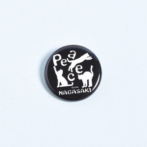 Peaceな　ねこ缶バッジ(黒)　［Peace from NAGASAKI］