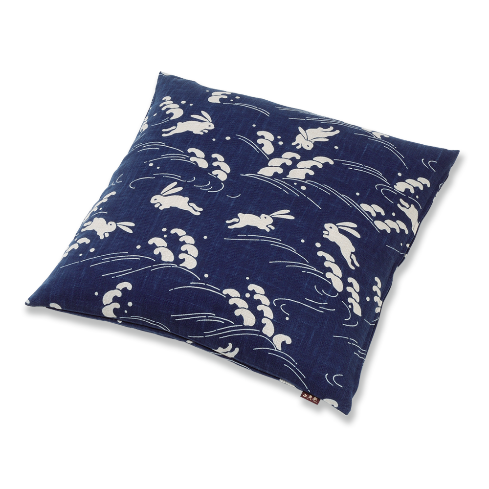 柄おぼろ 座布団(カバーのみ) 波兎 BB(紺)55×59