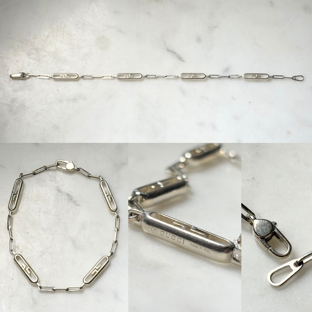 GUCCI silver GG narrow chain bracelet