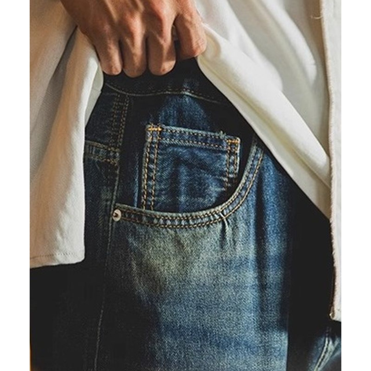 リラックスストレートロールアップジーンズ 10128