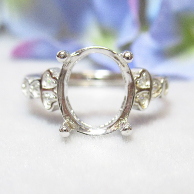 10×8㎜ クローバーCZ S925 リング台 SV