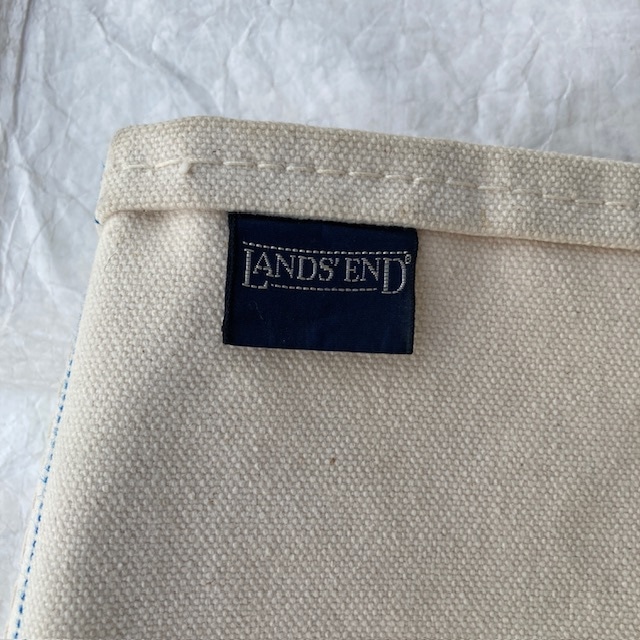 LANDS' END ランズエンド キャンバストートバッグ 80s オープントップ 二重底 ターコイズ×ナチュラル ヴィンテージ 画像4