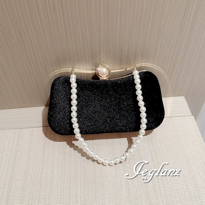 パーティ 結婚式 バック ベルベット調 パール 持ち手 2way 光沢(MB191)ν