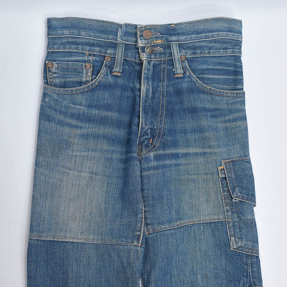 Remake ツギハギ パッチワーク デザイン フレアカット ジーンズ デニム