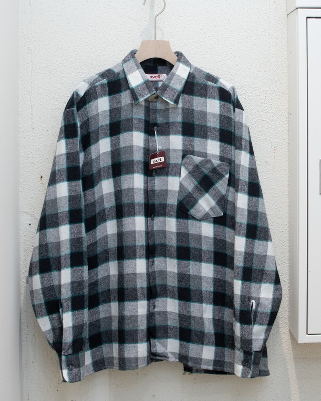 wool blend check shirt / Made In FRANCE / DEAD STOCK