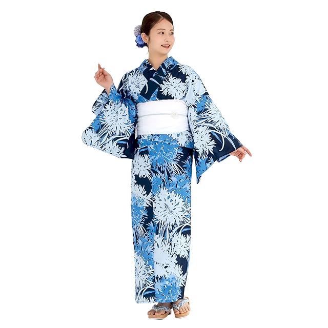 付下】薄い水色に波間と花薬玉模様の着物 | Pay ID