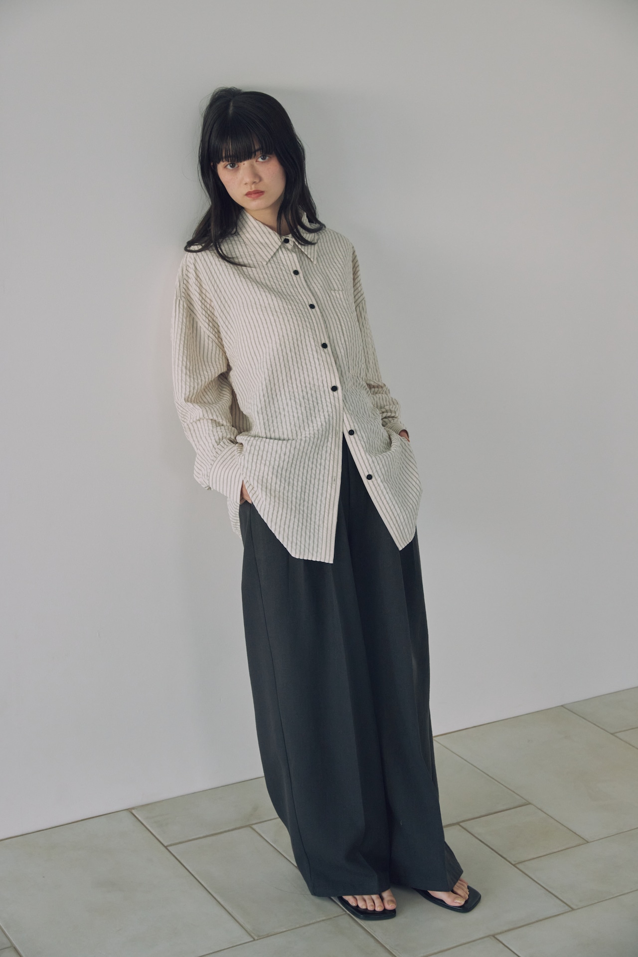 DU260515 Cut Off Tuck pants 【set up可】【T sizeあり】