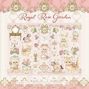 予約☆CHO240 Cherish365【Royal Rose Garden】コラージュペーパー / コラージュシート 5枚