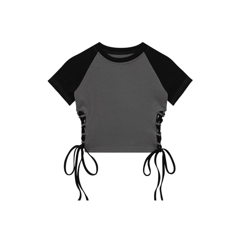 raglan sleeve side lace-up short top la1896