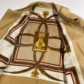 Burberrys バーバリー シルク100% 裏地総柄 ステンカラー コート 7AR /ゴールド系 三陽商会 ヴィンテージ