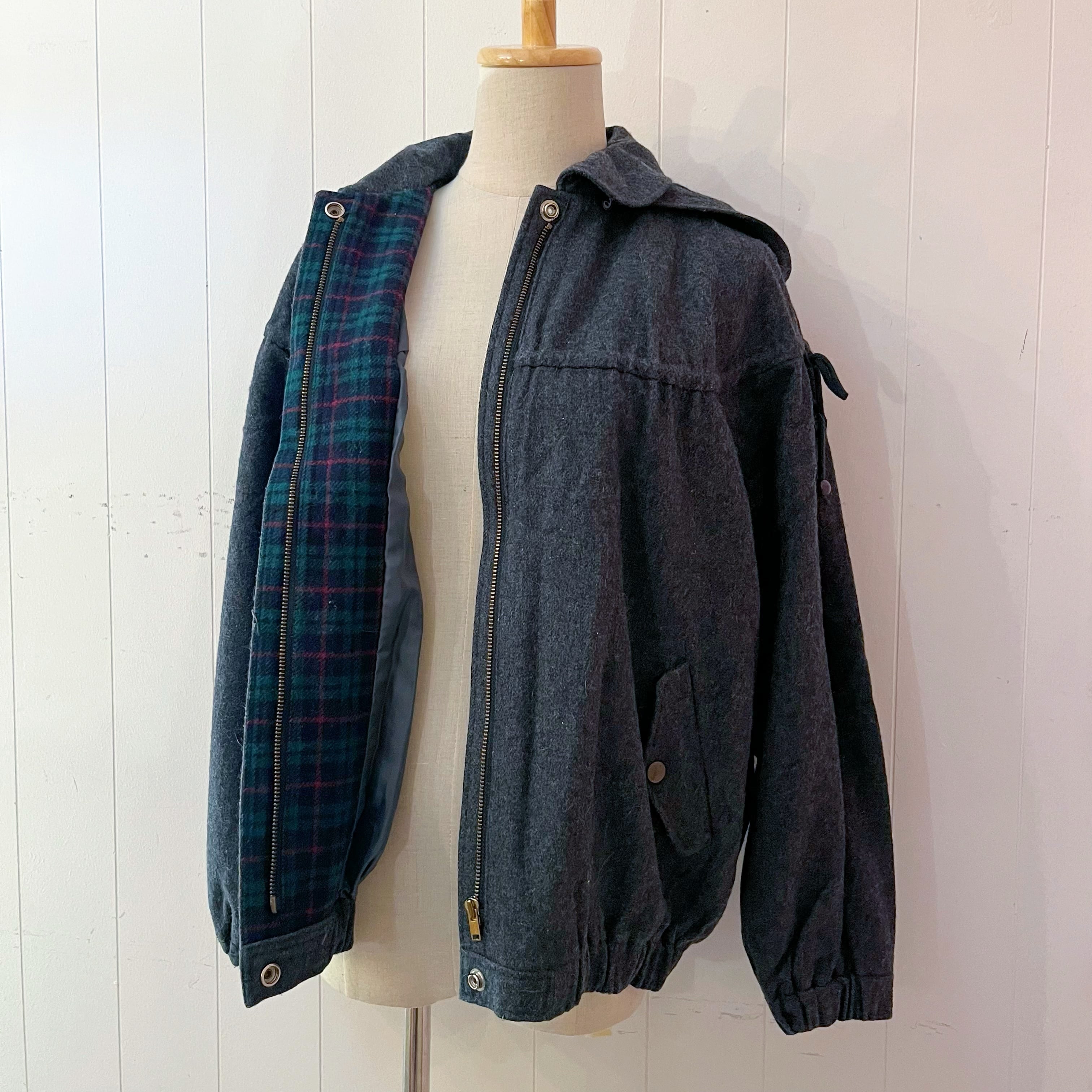 green check hoodie blouson