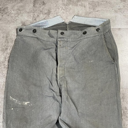 40s ファーマーズ コットンピケ フレンチワーク グレー パンツ W37 詳細写真4