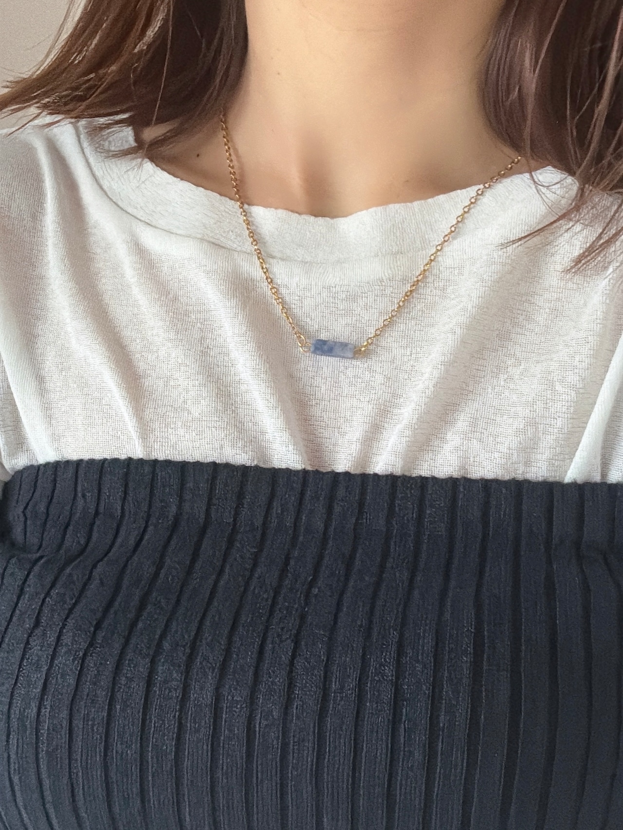 natural square stone necklace