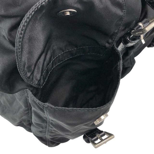 PRADA プラダ バックパック ブラック トライアングルロゴ ナイロン ダブルポケット vintage ヴィンテージ オールド wu63sv