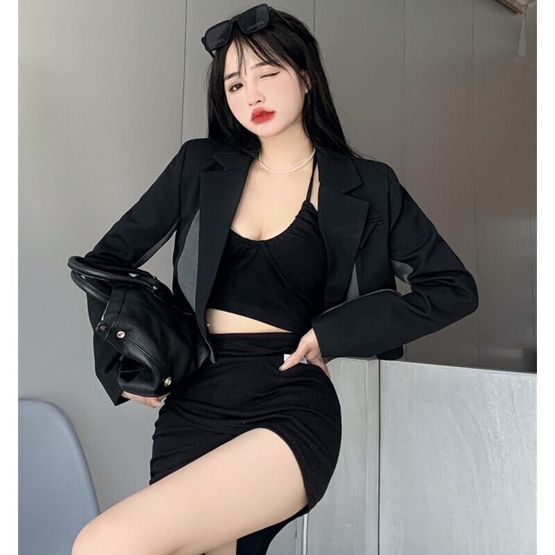 カラースタンダードショートジャケット サマー レトロ ストリート 夏物 ピュア ガールズファッション25220557961