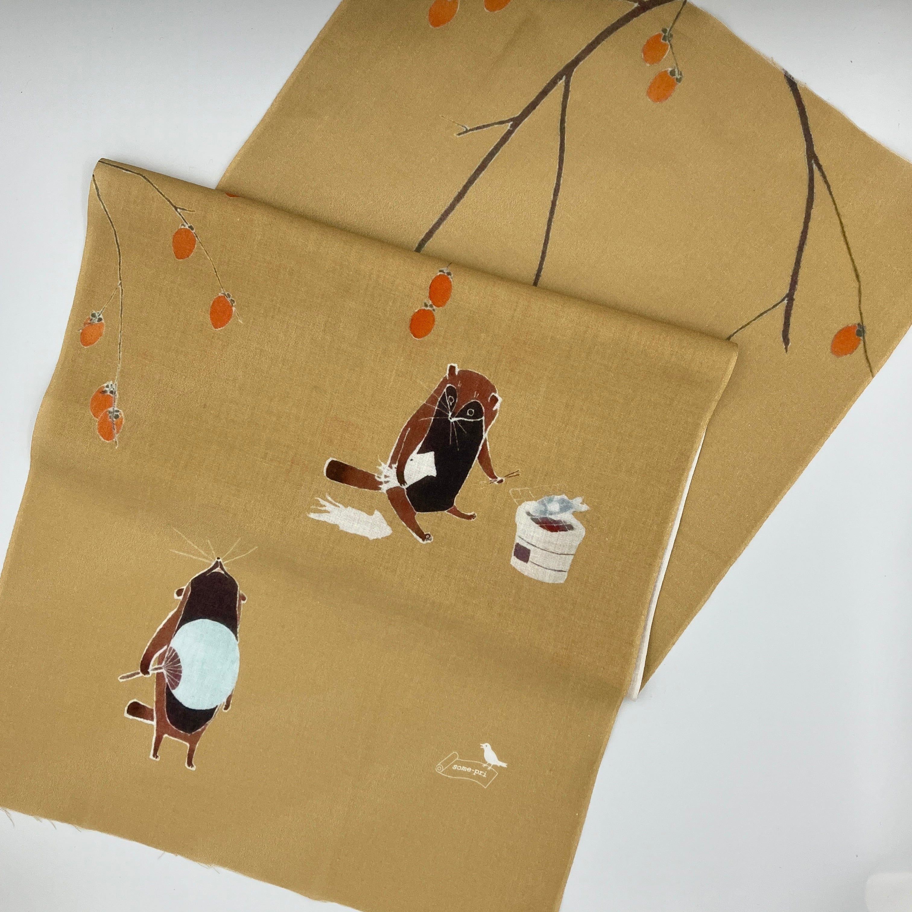 some-pri 手ぬぐい「狸と柿」一/二 | somemoyoushop ーそめもよう some-pri 手ぬぐい「狸と柿」一/二 | somemoyoushop ーそめもよう