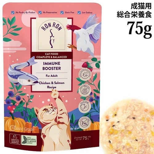 【RONRON ロンロン チキン＆サーモンレシピ 】パウチ75ｇ, 総合栄養食,成猫期