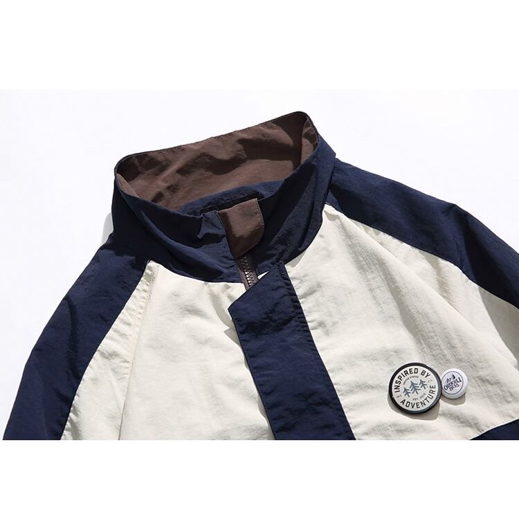 ★RETRO COLOR CONTRAST STAND COLLAR JACKET　　　A0802