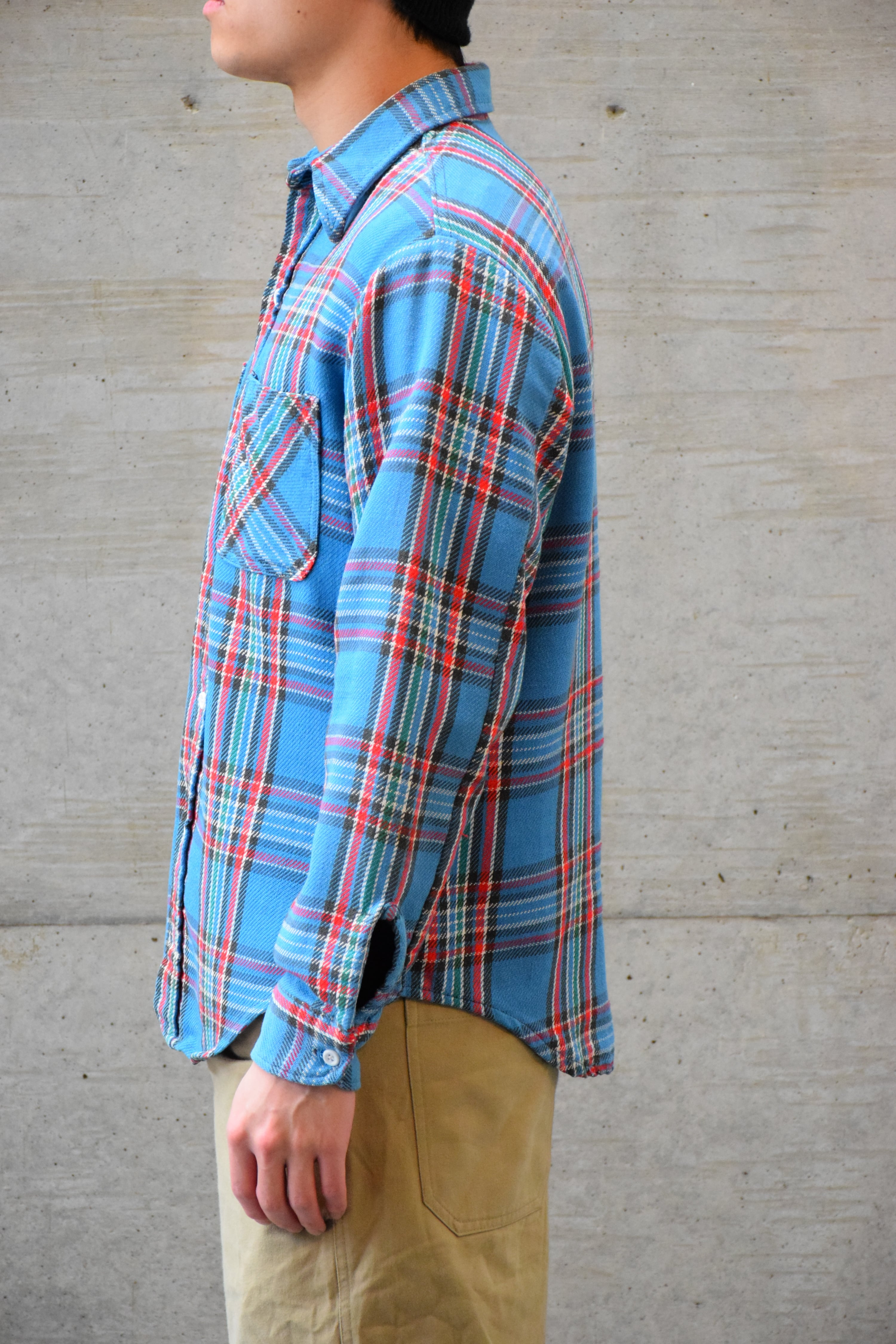 70's BIG MAC ネルシャツ メンズM ブルー ヘビネル フランネルシャツ