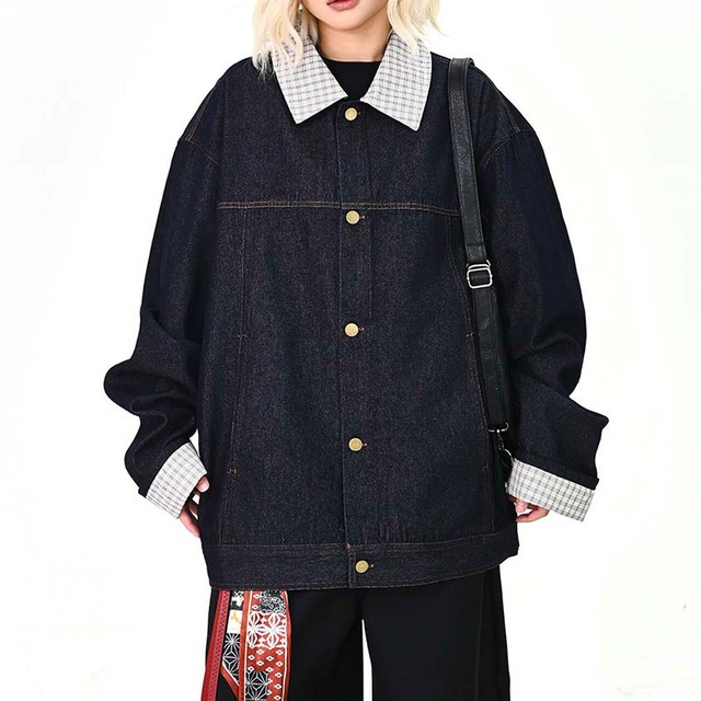 チェックカラーデニムブルゾン
 1col   R01581