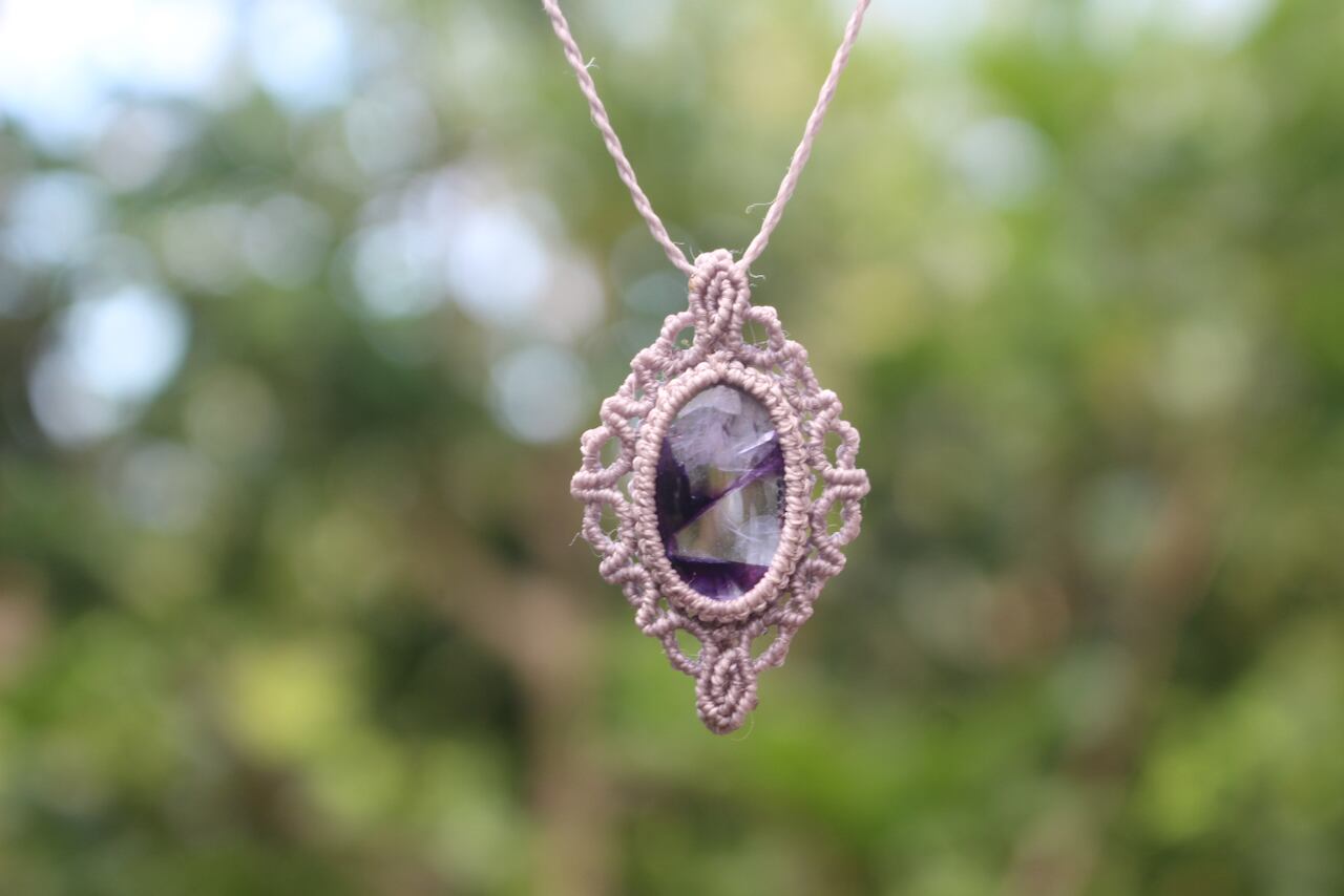 Trapiche amethyst micro macrame design pendant