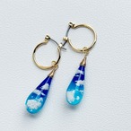 空をまとう 青空ドロップのフープピアス イヤリング　2way
