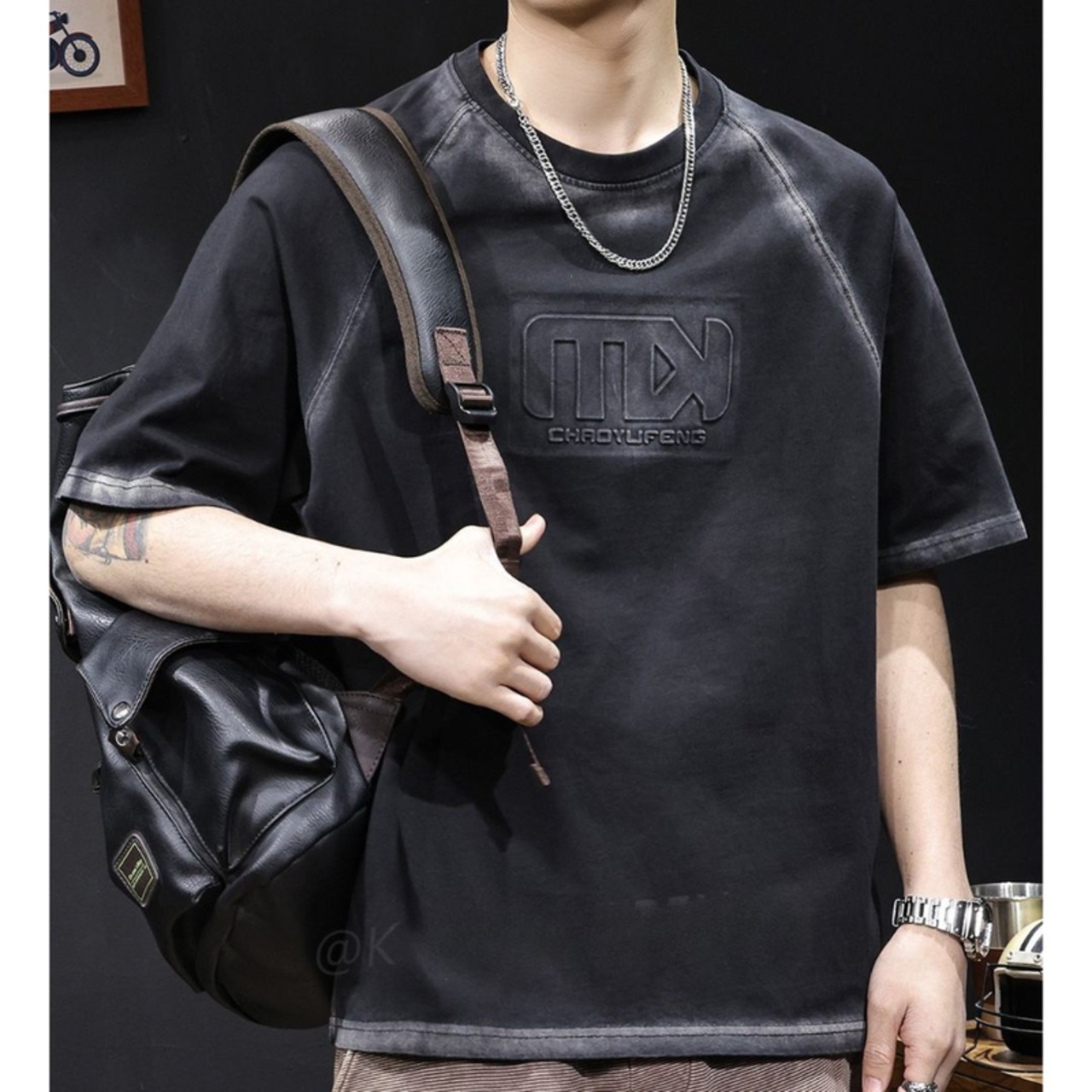 Box Logo Layered Style Crew Neck Short Sleeve T-Shirt ◇3color H0446