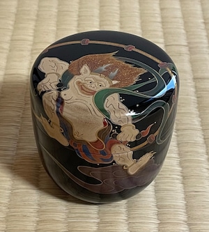 中棗　雷神（茶平一斎作　茶道具　薄茶器　棗　輪島塗　蒔絵　コレクター）　