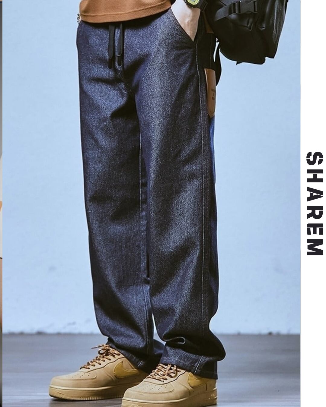 Dark Blue Straight Denim Pants B0288