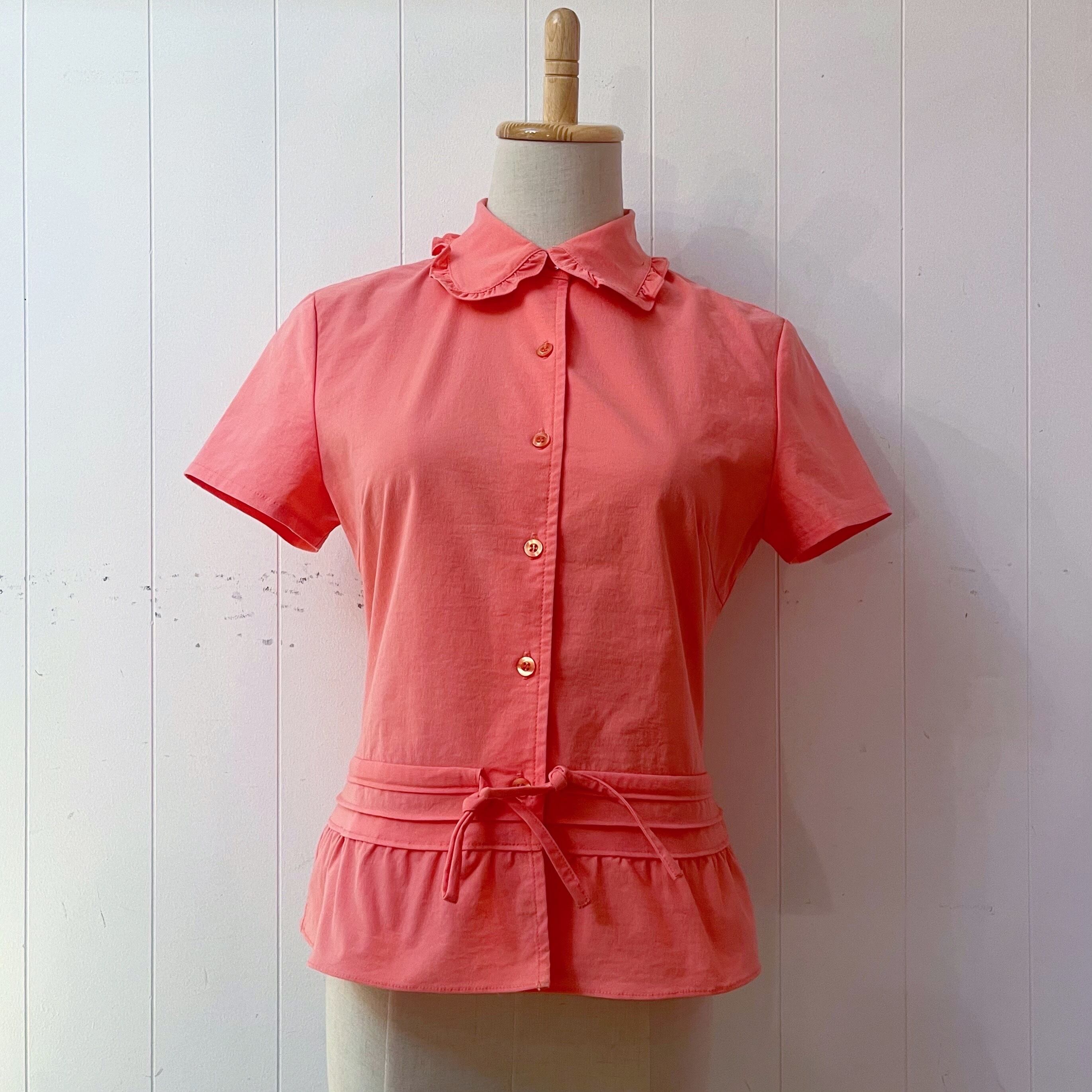 fluorescent pink frill blouse
