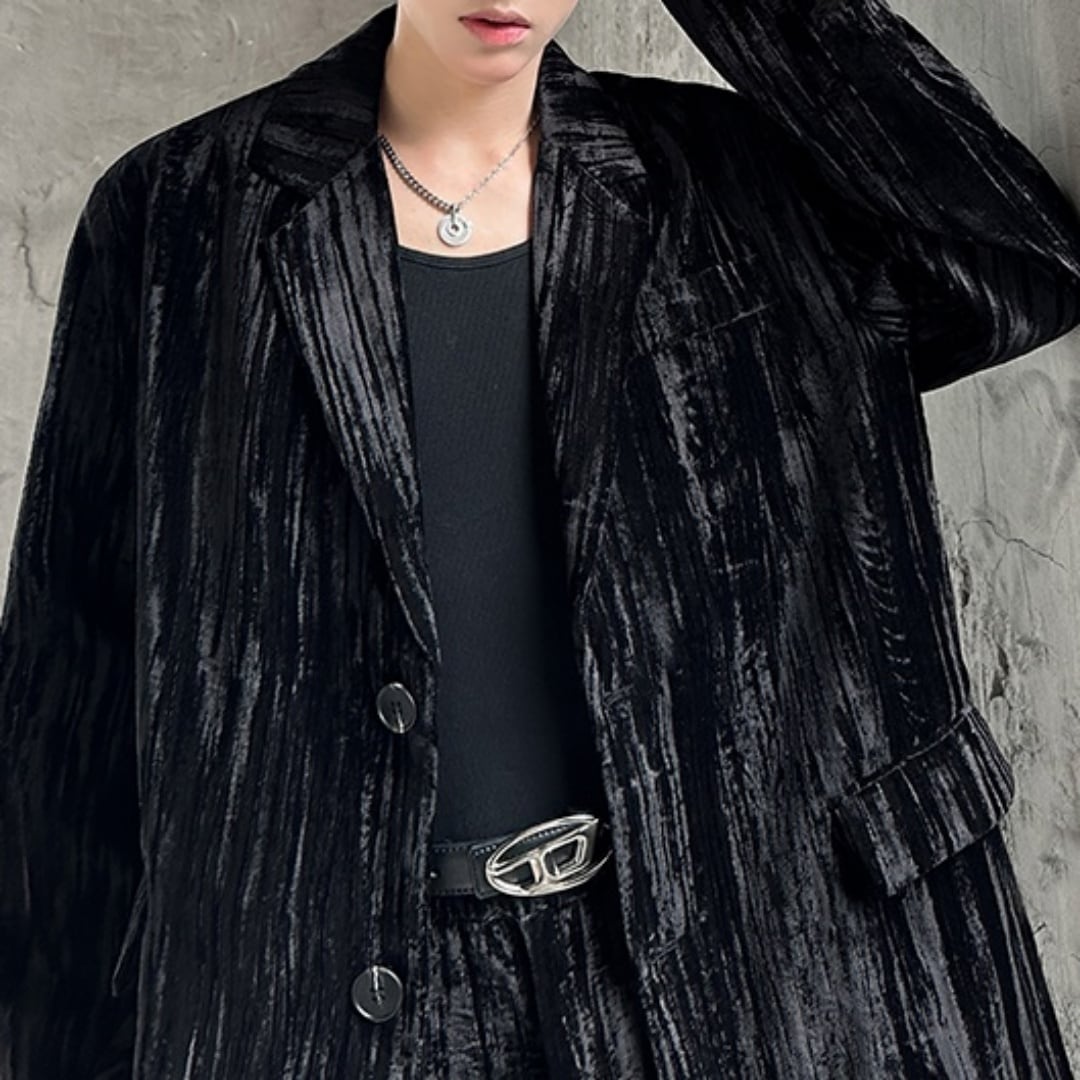 レトロスタイル ベルベットルーズスーツ セットアップ 2カラー D11213