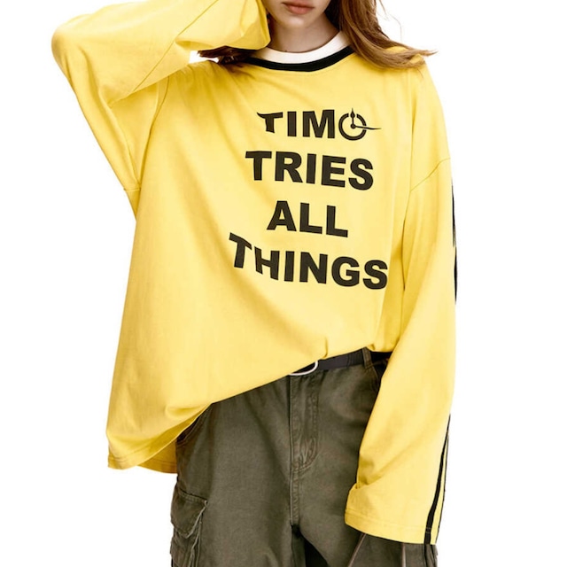 key-neck faded logo long tee　キーネックフェードロゴロングティー　J2105