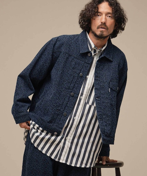 THEOREM Shadow Leopard Denim 1st-type Jacket (BLU) TRM-2623013