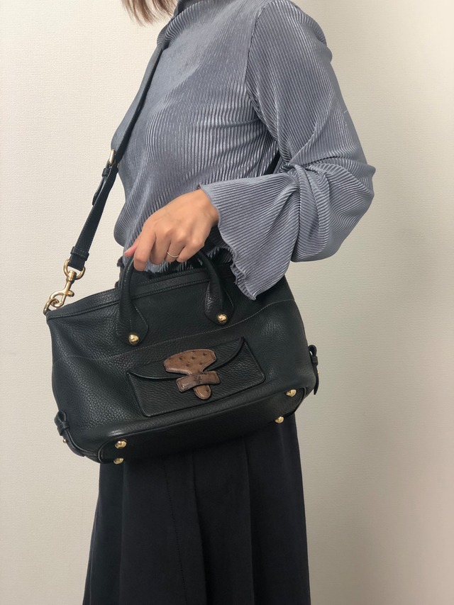 CELINE セリーヌ マカダム ショルダーバッグ ブラウン ブラゾン型押し フロントバックル PVC レザー vintage ヴィンテージ オールド need42