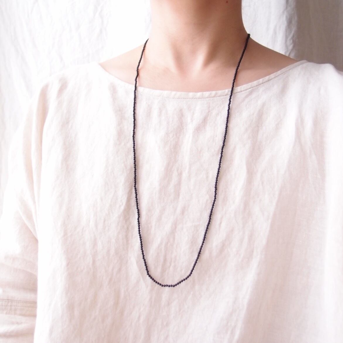 Black Onyx Plane Necklace【SV・受注制作 80cm/2mm】オニキスプレーンネックレス