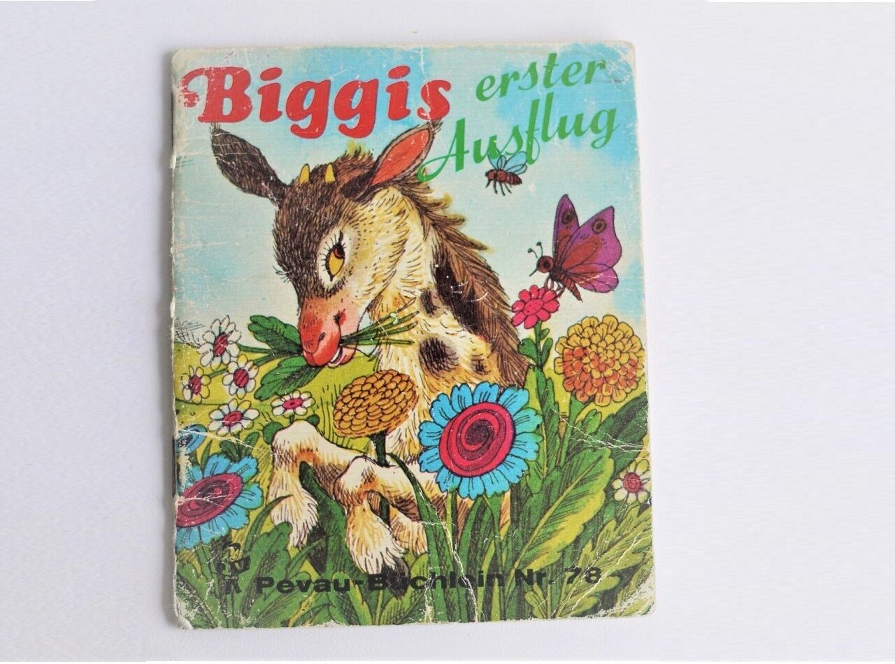 ヴィンテージミニ絵本 「ビギスはじめてのお出かけ」pestalozzi-verlag 手のひら絵本