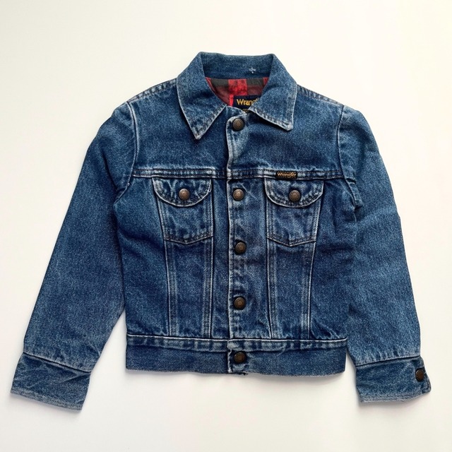 ＜VINTAGE＞Kids Wrangler USA flannel Denim Jacket 6Y相当 (2610JK15)｜キッズ  ラングラー  ヴィンテージ 　フランネル デニムジャケット