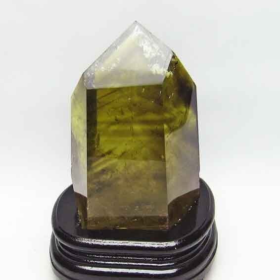 1Kg シトリンクォーツ 六角柱 虹入り ファントム 台座付属 152-164