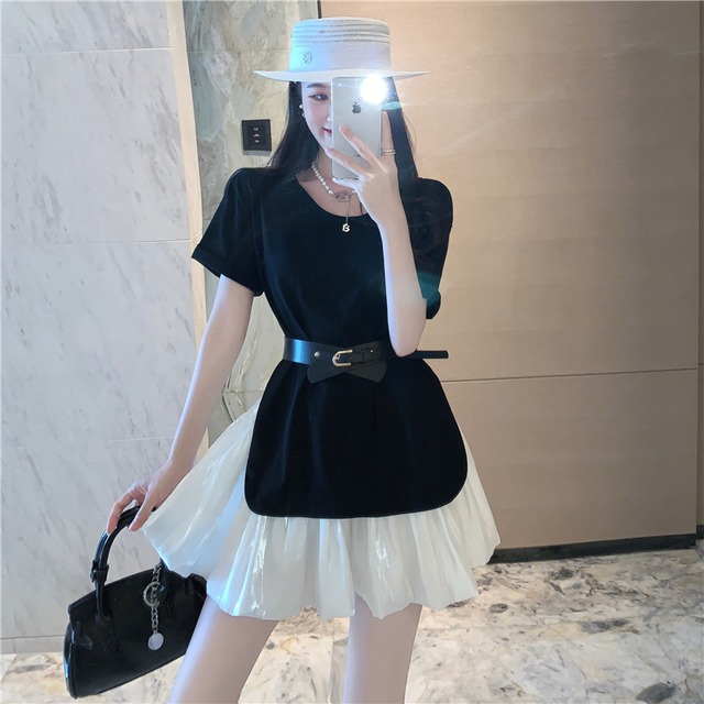 ブラックTシャツ シャツ サマー薄手カジュアルルーズウェスト 夏物 セブンプリンセス28027807239