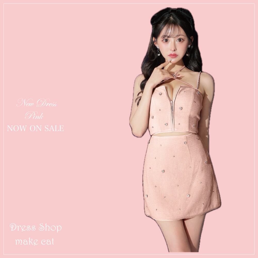 【ROBE de FLEURS 】【送料無料】【即納】【当店特別価格】【税込】2way♥ハートビジューバストカットセットアップミニキャバドレス 3586 (fm3586)