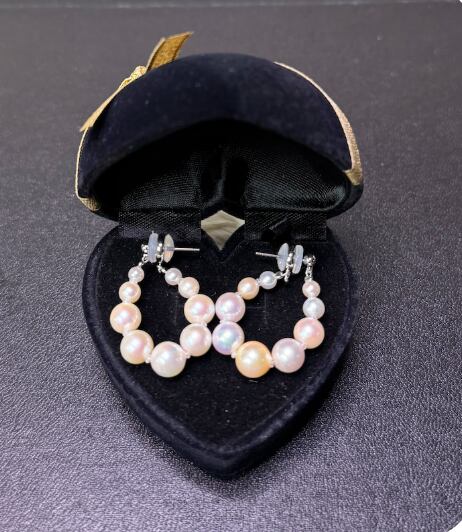 【Via Luna×神戸宝飾】360度可愛い あこや真珠キャッチレスフープピアス