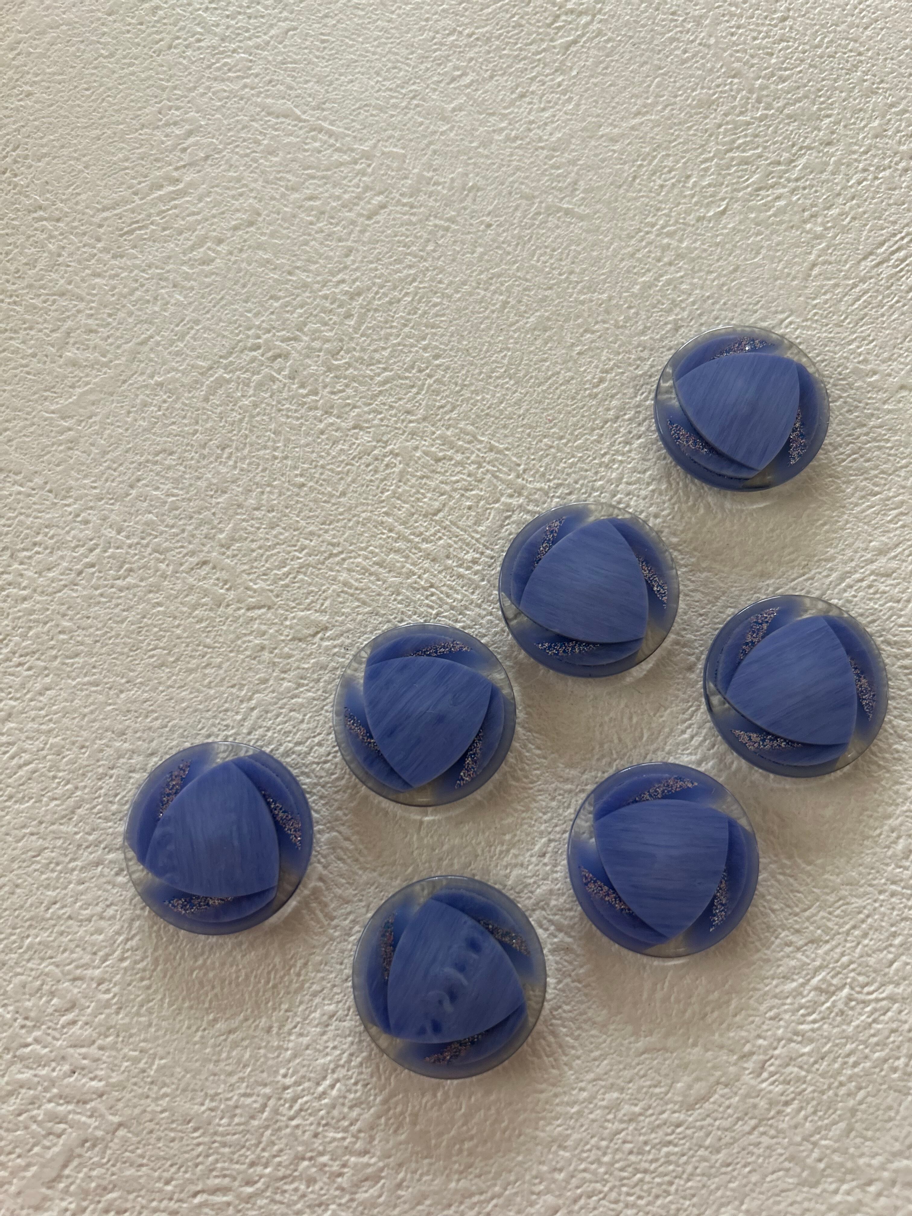 Japanese Vintage ボタン 青紫 23mm グリッター マーブル 昭和レトロ アクセサリーパーツ 装飾材 カルトナージュ